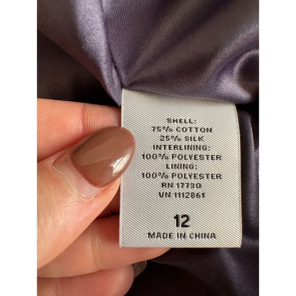 Lela Rose x Target Dress Purple Floral Watercolor Silk Blend Asymmetrical Sz 12 - Picture 6 of 6